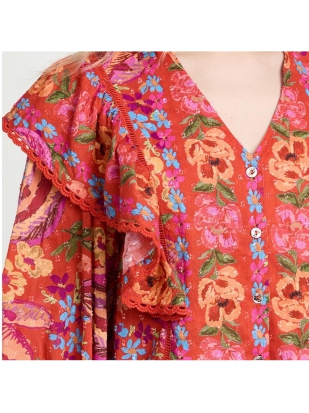 FARM Rio Red Spring Banana Blouse - Picture 4 of 10